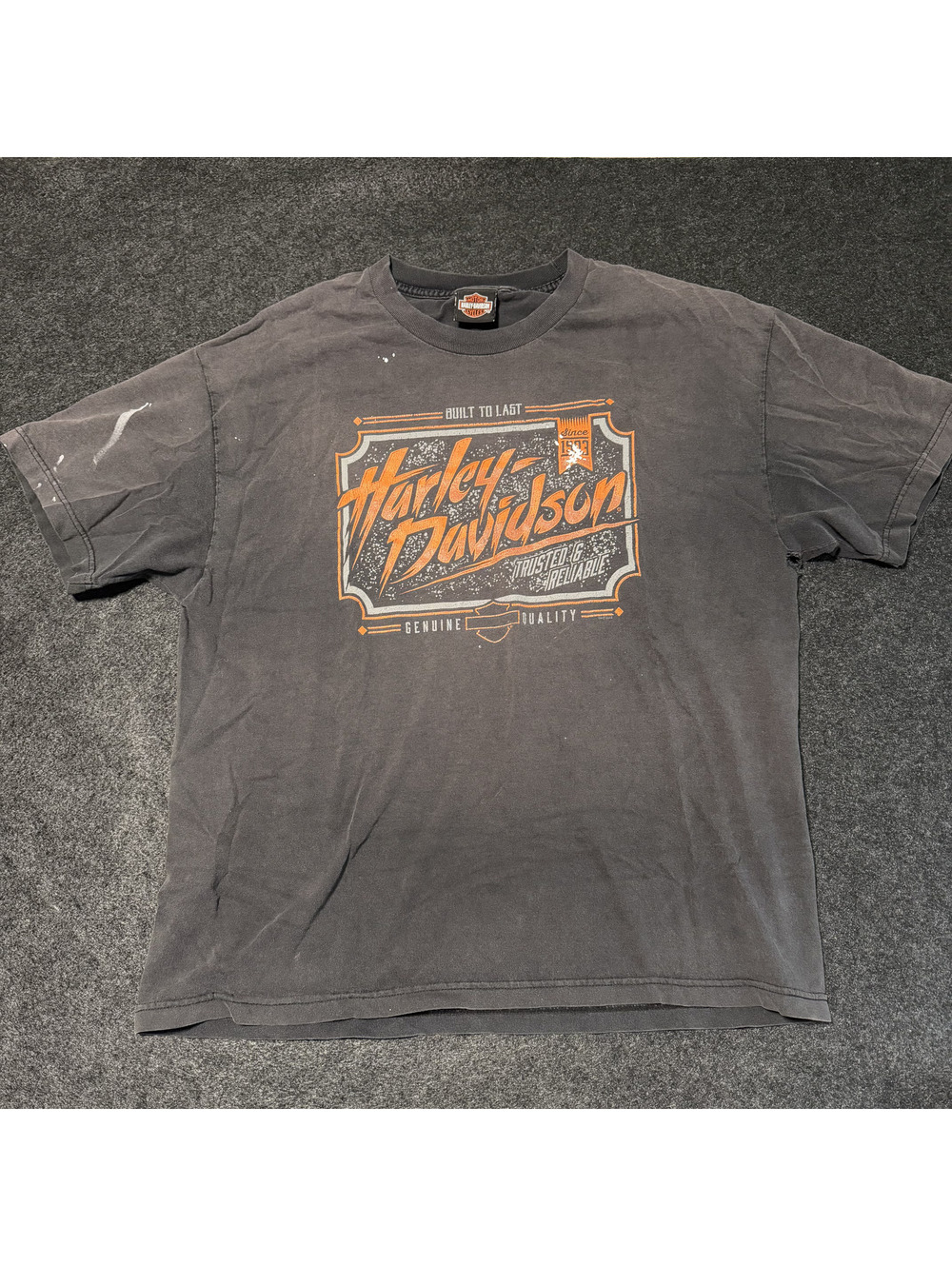 Harley Davidson T Shirt XL Faded Black/Gray Distressed Paint Splatter